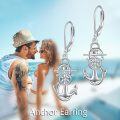wholesale 925 Sterling Silver Compass Anchor Dangle Earrings - Nautical Style Jewelry-0-5