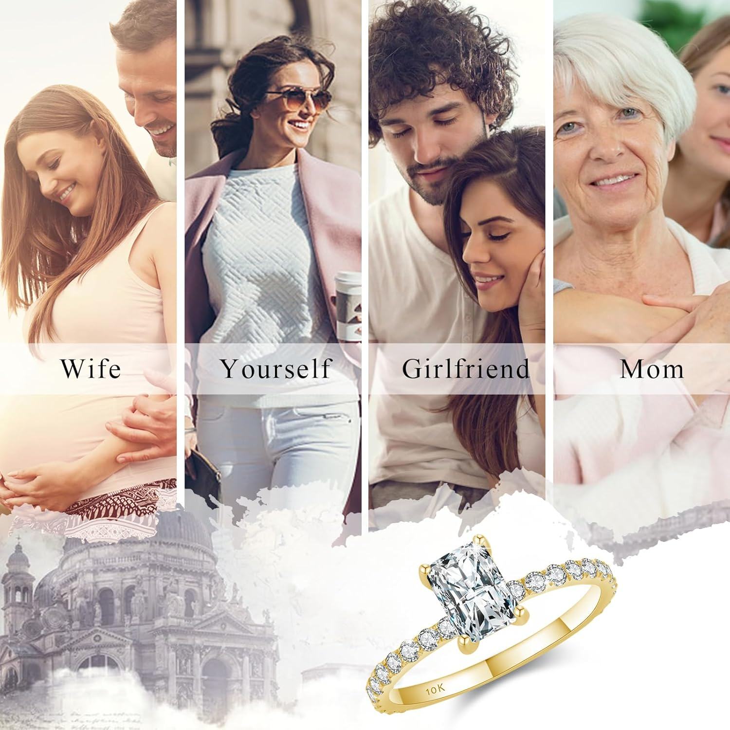 10K Gold Moissanite 1ct Radiant Cut Women s Engagement Wedding Anniversary Ring-0-6