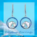 TOUPOP 925 Sterling Silver Dolphin Dangle Drop Hook Earrings Ocean Animals Jewelry-0-3
