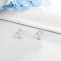 wholesale 925 Sterling Silver Black Enamel Cross Stud Earrings-0-12