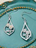 wholesale 925 Sterling Silver Pink Lily of the Valley Drop Earrings-0-19