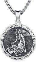 wholesale 925 Sterling Silver Guardian Angel Protect Me Pendant Necklace-0-0