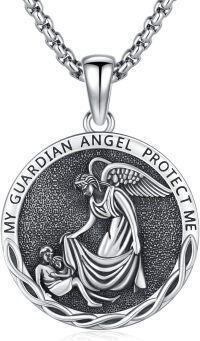 wholesale 925 Sterling Silver Guardian Angel Protect Me Pendant Necklace-C-Angel