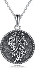 wholesale 925 Sterling Silver Horse Head Pendant Necklace with Chain for Men Women  45cm Length-0-0