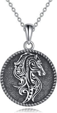 wholesale 925 Sterling Silver Horse Head Pendant Necklace with Chain for Men Women  45cm Length-Horse