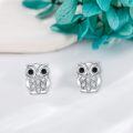 wholesale 925 Sterling Silver Owl Stud Earrings with Cubic Zirconia Accents-0-4