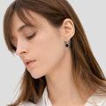 wholesale 925 Sterling Silver Black Onyx Rune Circle Lever Back Earrings-0-1
