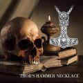 wholesale 925 Sterling Silver Viking Thor's Hammer Mjolnir Pendant Necklace with Wolf Heads and Skull Design for Men & Women-0-2