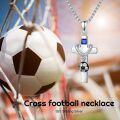 wholesale 925 Sterling Silver 925 Soccer Ball Cross Necklace with Blue Stone & I Can Do All Things Pendant-0-4