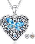 wholesale 925 Sterling Silver Blue Crystal Butterfly Heart Lockets for Women - Personalized -0-0