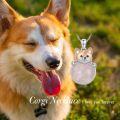 wholesale 925 Sterling Silver Rose Quartz Corgi Dog Pendant Necklace for Women-0-3