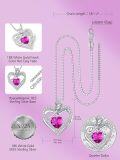 wholesale 925 Sterling Silver 12 Birthstone Double Heart Rose Necklace for Her-0-5