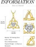 wholesale Gold 925 Sterling Silver 1ct Moissanite Heart Celtic Knot Pendant Necklace for Women-0-3