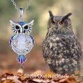 wholesale 925 Sterling Silver Purple Moonstone Filigree Owl Pendant Necklace for Women-0-5