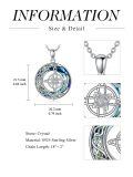 wholesale 925 Sterling Silver Compass Pendant Necklace with Blue Stone and Rope Design - I'd Be Lost Without You Message s for Women Girls-0-3
