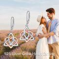 wholesale 925 Sterling Silver Triquetra Trinity Knot Heart Drop Earrings for Women-0-2