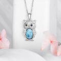 wholesale  Sterling Silver Lapis Turquoise Malachite Larimar Opal Owl Necklace Gift -0-7