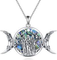wholesale 925 Sterling Silver Abalone Shell Triple Moon Goddess Tree of Life Necklace Pagan Jewelry-Triple Moon Goddess Tree Abalone