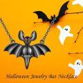 wholesale 925 Sterling Silver Black Bat Pendant Necklace with Red Eyes and Chain for Women Girls-0-3