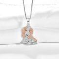 wholesale 925 Sterling Silver Rose Gold Plated CZ Cocker Spaniel Dog Breed Pendant Necklace for Pet Lovers-0-2