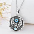 wholesale 925 Sterling Silver Moonstone Egyptian Ankh Eye of Horus Scarab Pendant Necklace-0-1