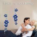 wholesale 925 Sterling Silver Blue Enamel Flower Drop Dangle Studs Earrings for Women Girls  4cm Long-0-4