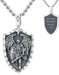 wholesale  Archangel St Michael Shield Pendant Necklaces for Men & Women-A-St Michael Necklace Shield Charm