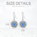 wholesale 925 Sterling Silver Blue Opal Lotus Flower Triangle Symbol Dangle Earrings-0-5