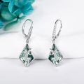 wholesale 925 Sterling Silver Green Agate Triangle Drop Earring with Cubic Zirconia Accents - 3D Lizard Design-0-1