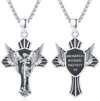 wholesale 925 Sterling Silver Archangel Michael Guardian Angel Protect Us Pendant Necklace-St Michael