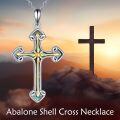 wholesale 925 Sterling Silver Cross Pendant Necklace With Abalone Shell Two Tone Plating-0-5