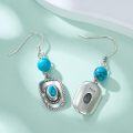 wholesale 925 Sterling Silver Turquoise Western Style Oval Shape Hook Earrings-0-3