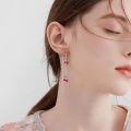 wholesale 925 Sterling Silver Red Cherry Long Drop Earring Gift for Women Girls-0-2