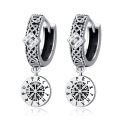 wholesale 925 Sterling Silver Viking Rune Compass Drop Earrings Celtic Knot Square Cz Oxidized Finish-0-0