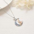 wholesale 925 Sterling Silver Fox Crescent Moon Abalone Shell Rose Gold Pendant Necklace-0-2
