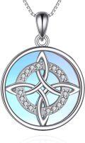 wholesale 925 Sterling Silver Round Celtic Knot Moonstone Pendant Necklace for Women-0-0