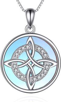 wholesale 925 Sterling Silver Round Celtic Knot Moonstone Pendant Necklace for Women-moonstone