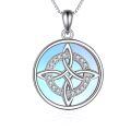 wholesale 925 Sterling Silver Celtic Knot Pendant Necklace With Moonstone Zircon White Gold Plated-0-0