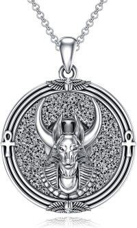 wholesale 925 Sterling Silver Egyptian Nefertiti and Anubis Pendant Necklace for Women & Men-Anubis