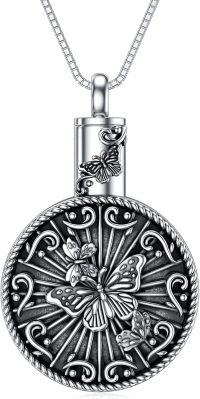 wholesale TOUPOP Oxidation Butterfly Urn Necklace For Ashes Cremation Jewelry For Ashes Memorial Jewelry Gift For Gilrs Women W/funnel Filler -undefined