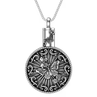 TOUPOP Stainless Steel & Stone Oxidation Butterfly Urn Necklace For Ashes-undefined