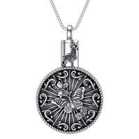 TOUPOP Stainless Steel & Stone Oxidation Butterfly Urn Necklace For Ashes-undefined