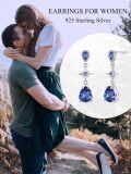 wholesale 925 Sterling Silver Teardrop Sapphire Star Drop Dangle Earrings for Women's Anniversary Gift-0-4