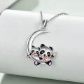 wholesale 925 Sterling Silver Moon & Pandas Pendant Necklace - Cute Gifts for Women-0-4