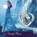 wholesale 925 Sterling Silver Heart Pendant Necklace With Green Stone And 'i Love You To The Moon And Back' Engraving-0-5