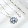 wholesale 925 Sterling Silver Blue Enamel Flower Pendant Necklaces Celtic Knot Lucky Charm Gifts for Her Him-0-1
