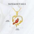 wholesale 14K Gold Cardinal Bird Pendant Necklace with Cubic Zirconia for Women-0-2