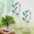 wholesale 925 Sterling Silver Emerald Leaf Hoop Earrings, Hypoallergenic Lightweight 15.2mm-0-5