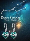wholesale 925 Sterling Silver Birthstone 12 Constellations Heart Dangle Earrings-0-1