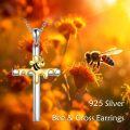 wholesale 925 Sterling Silver Cross with Honeybee and Dripping Gold Accents Pendant Necklace Christian Gift for Her-0-1
